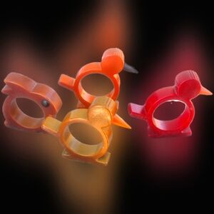Rare vintage Bakelite Bird and Bunny Shaped napkin Rings Set. Collectible.